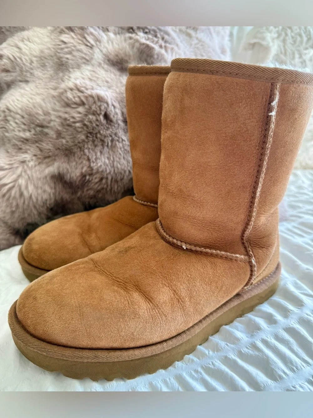 UGG Chestnut Suede Shearling-Lined Winter Boots - Women